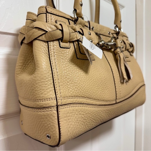 Coach Hamptons Vintage Braided Satchel Tan Sand Pebbled Leather NWT - Picture 3 of 12